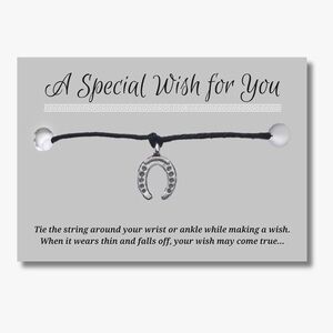 NWT Horseshoe Charm Wish Bracelet Hemp String Adjustable 12”